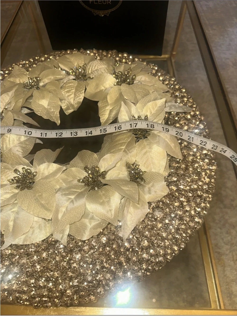2 in 1 Cream & Gold Holiday Poinsettia Wreath